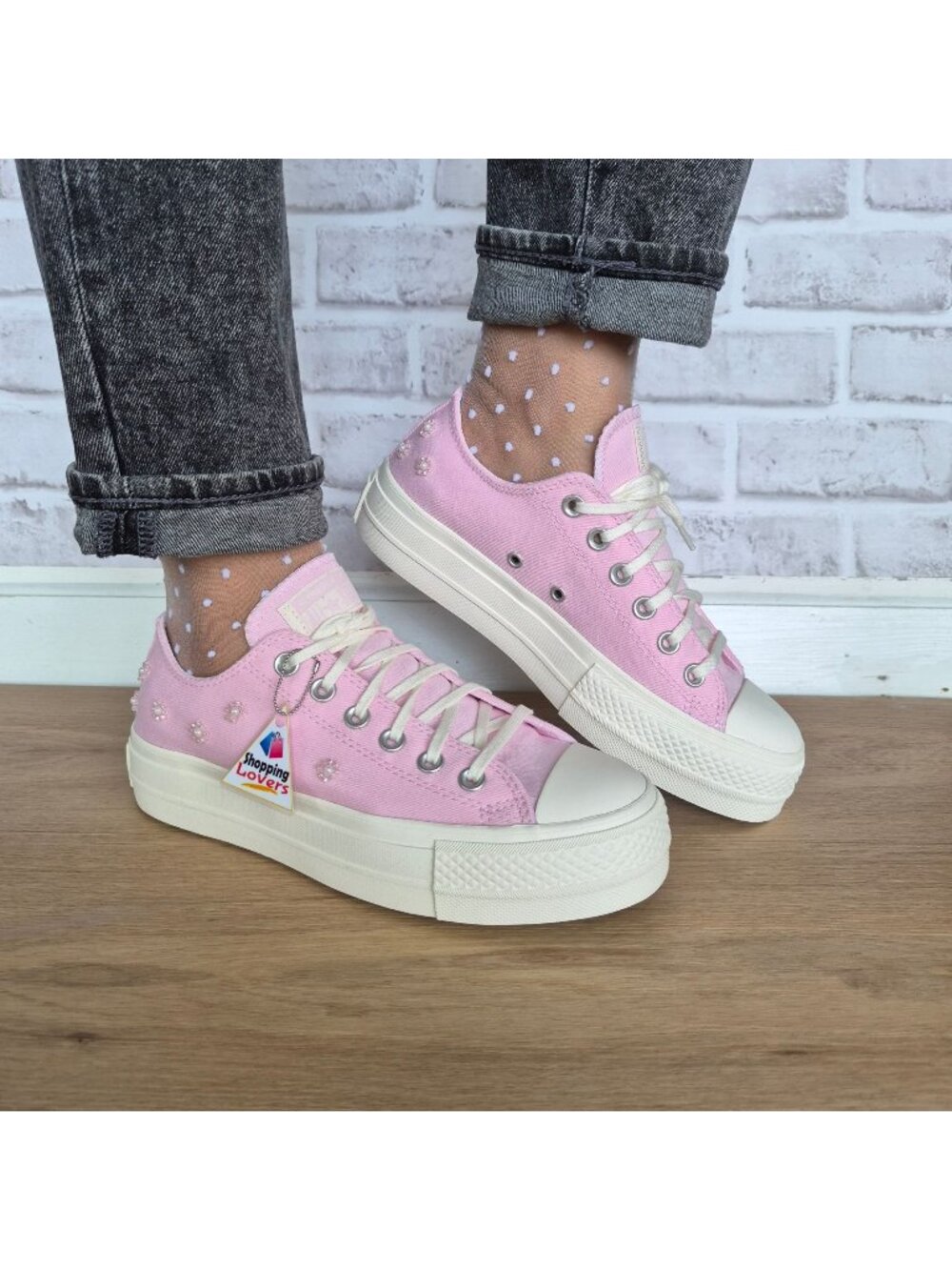 Converse Chuck Taylor Lift Platform Beads Sz 5 Women Shoes Sneakers Pink A16108C